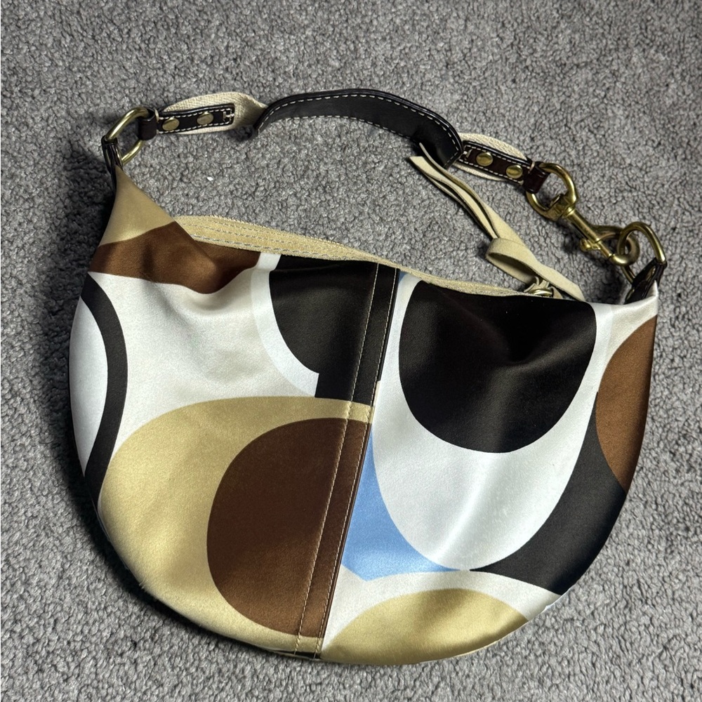 Coach 10106 Weekend Scarf Hobo Blue Brown Satin   Shoulder Bag (No Hangtag)